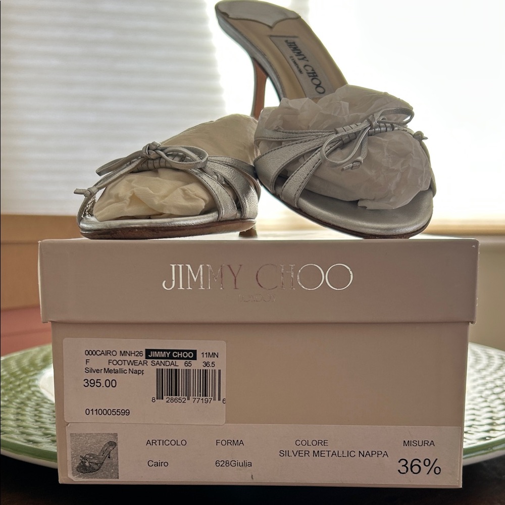 Jimmy Choo Silver Nappa Sandals